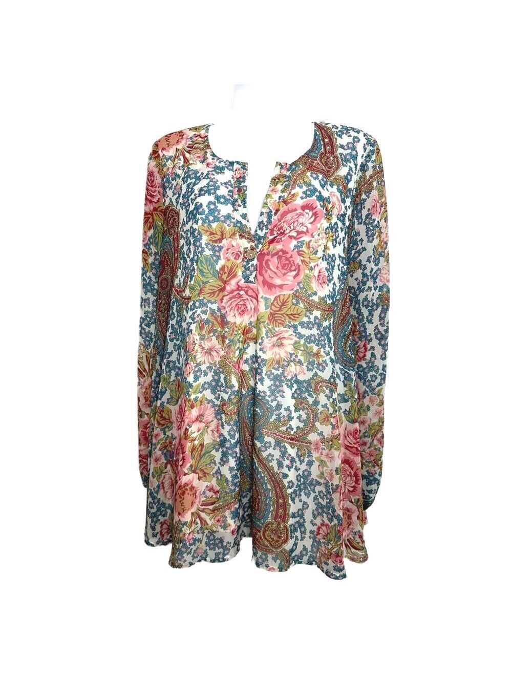 Show Me Your MuMu Jamie Tunic Mini Dress in Gray Gardens Floral Paisley, SM